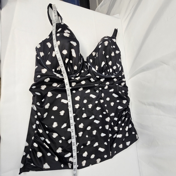 Swim by Cacique 42F Balconette Tankini Top Black White Dot Lane Bryant NWT - Picture 13 of 16